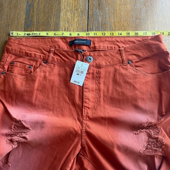 Ashley Stewart Orange Straight Leg Jeans Distressed Size 18 - Picture 7 of 10